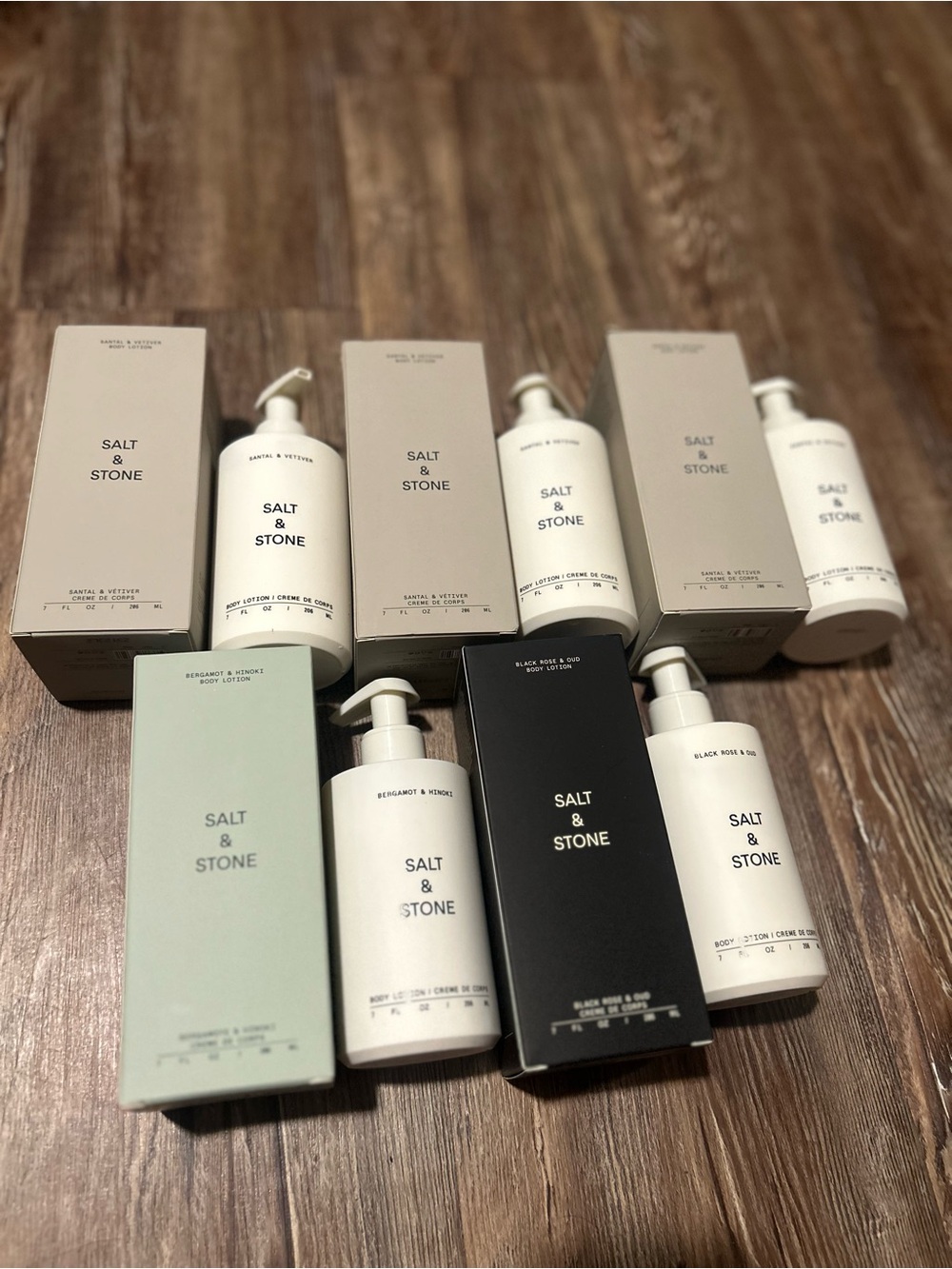 HUGE Salt & Stone Body Lotion 5 Pk Bundle 7 oz Santal Bergamot Black Rose & Oud